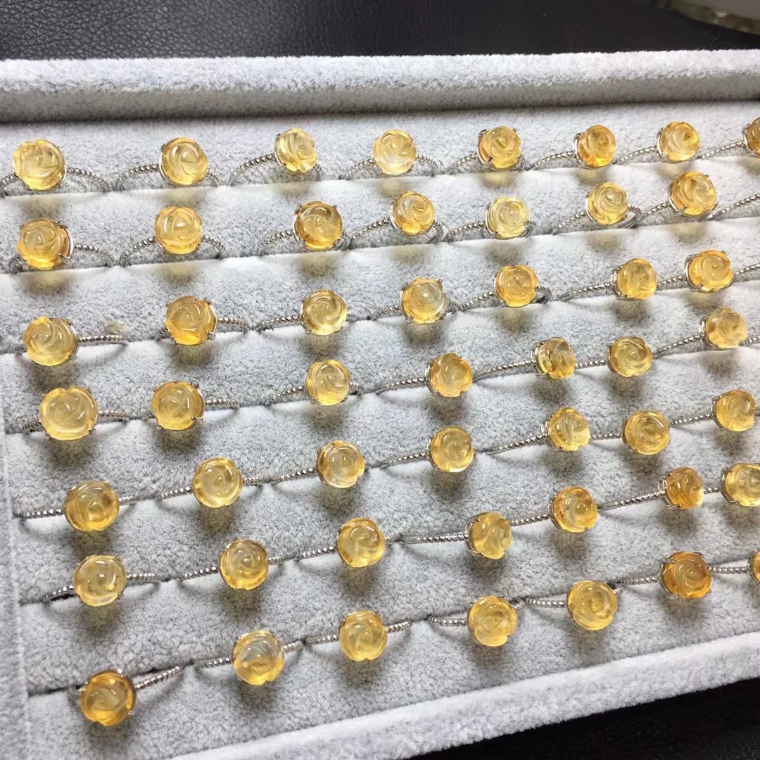 Женское кольцо из серебра 925 пробы с натуральным Цитрином |