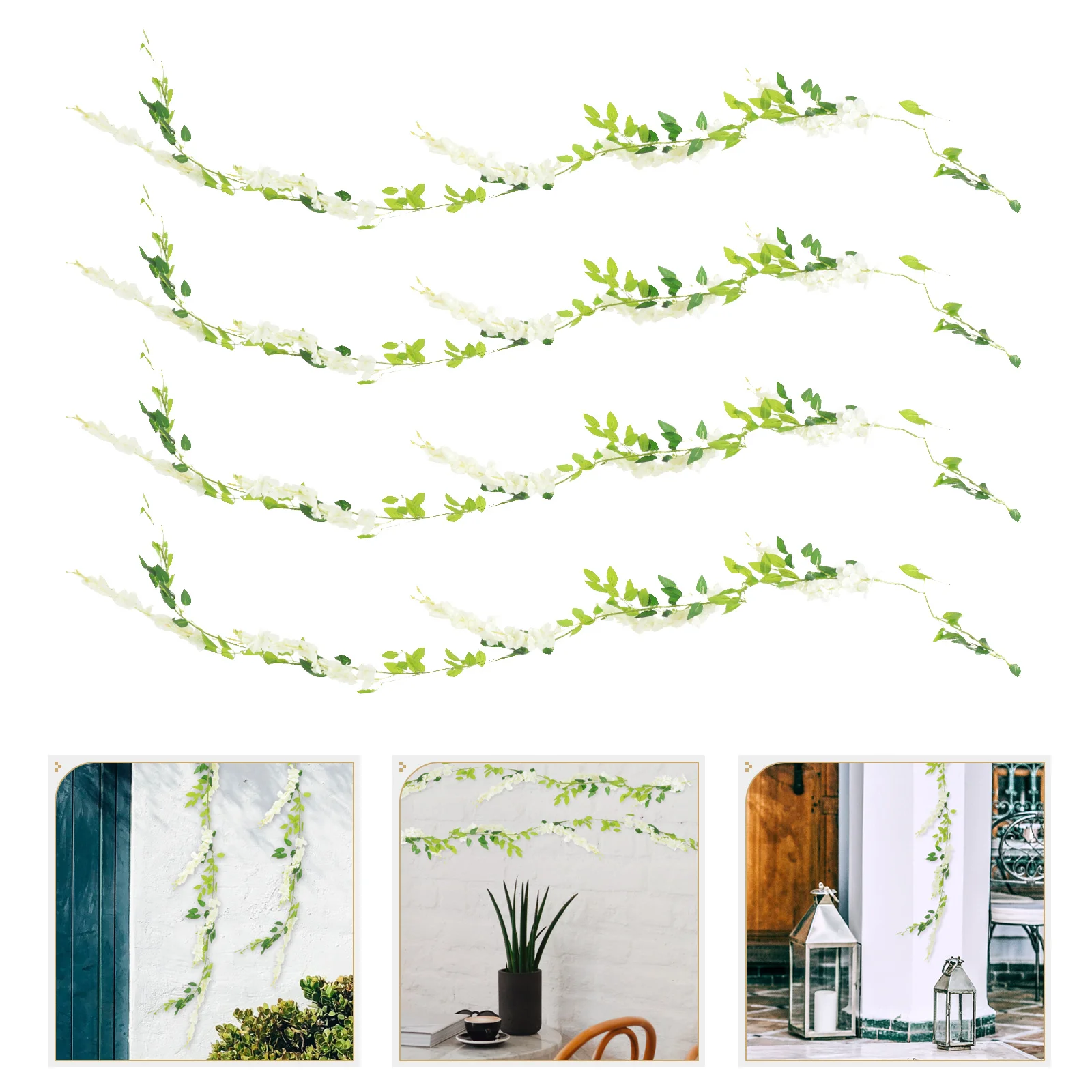 

Garland Hanging Artificial Wisteria Vine Wedding Greenery Fake Vines Flowers Rattan Flower White String Leaf Banner Creeperwall