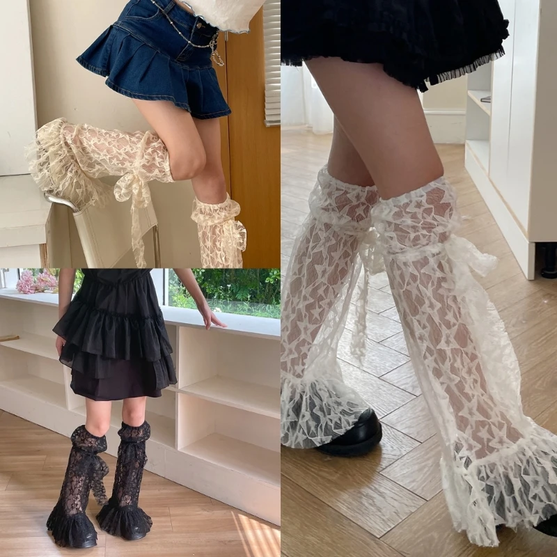 

Women Lace Trim Leg Warmers Cute Star Leg Warmers Fashion Harajuku Foot Cover Cute-Lolita Boot Stockings for Party