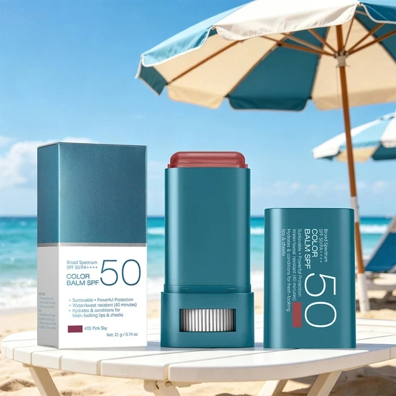 Фото Стик-румяна с SPF 50: стойкий цвет, легкое нанесение, многофункциональный бальзам для макияжа, женская косметика №4