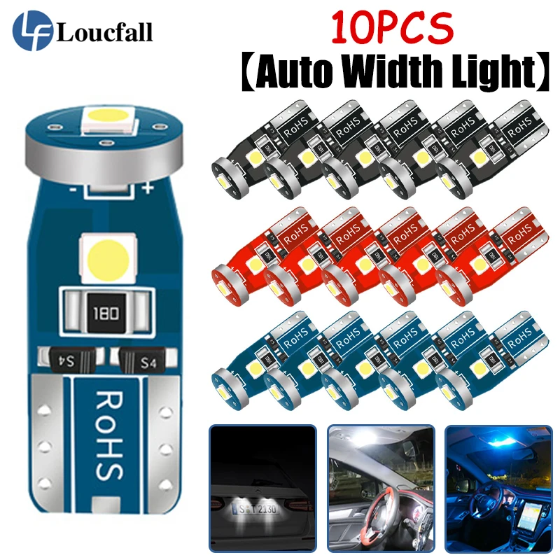 

10PC Bulb Auto Width Light T10 3030 LED Indicator Interior Instrument Bulb License Plate Tail Light Vehicle White Blue LED Light