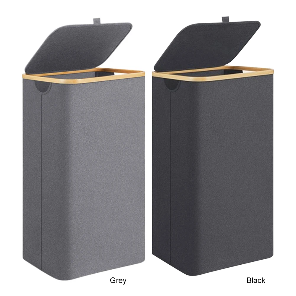 Корзина для грязной одежды объемом 100 л складной контейнер с бамбуковой ручкой и