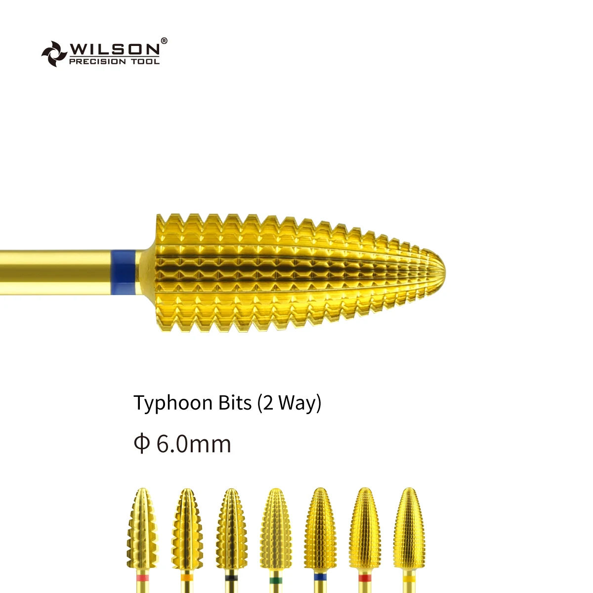 

6.0mm Typhoon Bits(2 Way) -Gold-WILSON Carbide Nail Drill Bit