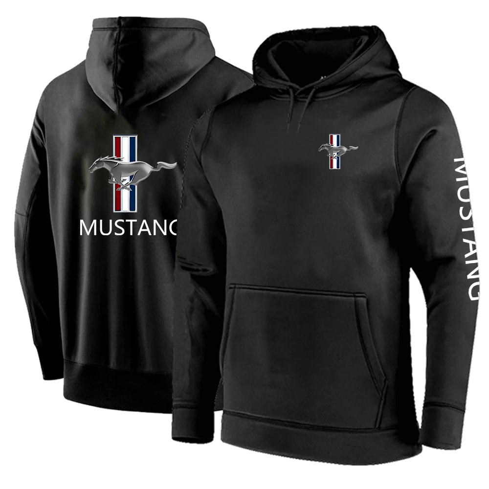 

Мужская Флисовая Толстовка с капюшоном, темно-синяя Повседневная флисовая толстовка с капюшоном и принтом Mustang, весна-осень 2022