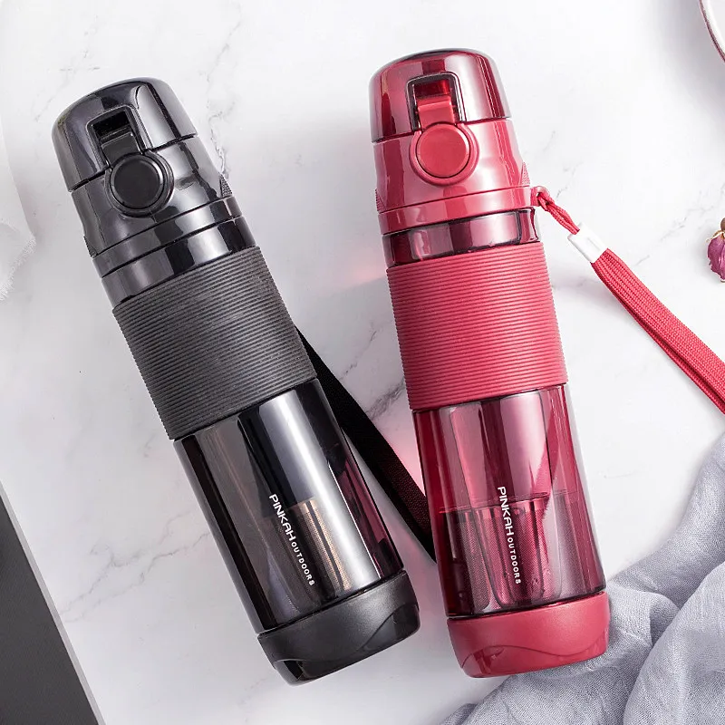 

Water Bottle 620ML Skid-proof Sleeve Tritan Drinking Sport With Rope Portable Drinking Kettle Travel Cup For Students