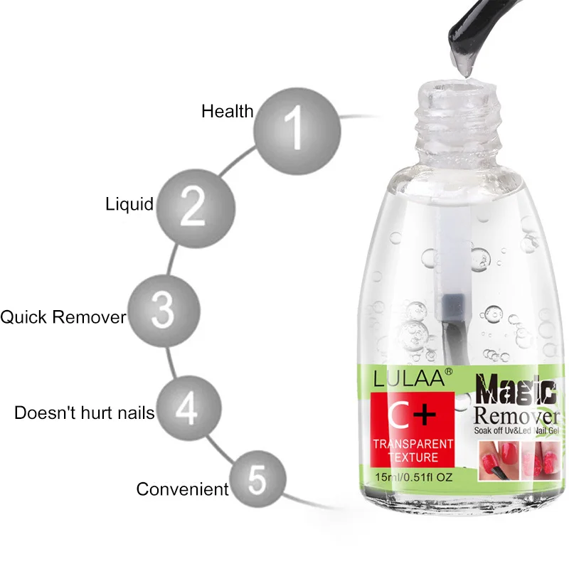 15 мл Магический гель-лак для снятия, быстро смывается верхним слоем лака, очиститель для полуперманентного акрилового УФ-геля.