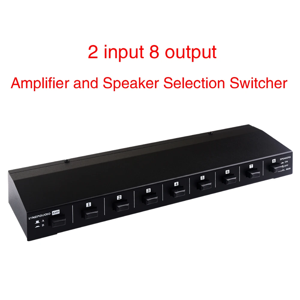 

DLHiFi Lossless 2 in 8 out audio Passive switcher For HiFi power amplifier speaker switch Compare device each Channel 100W
