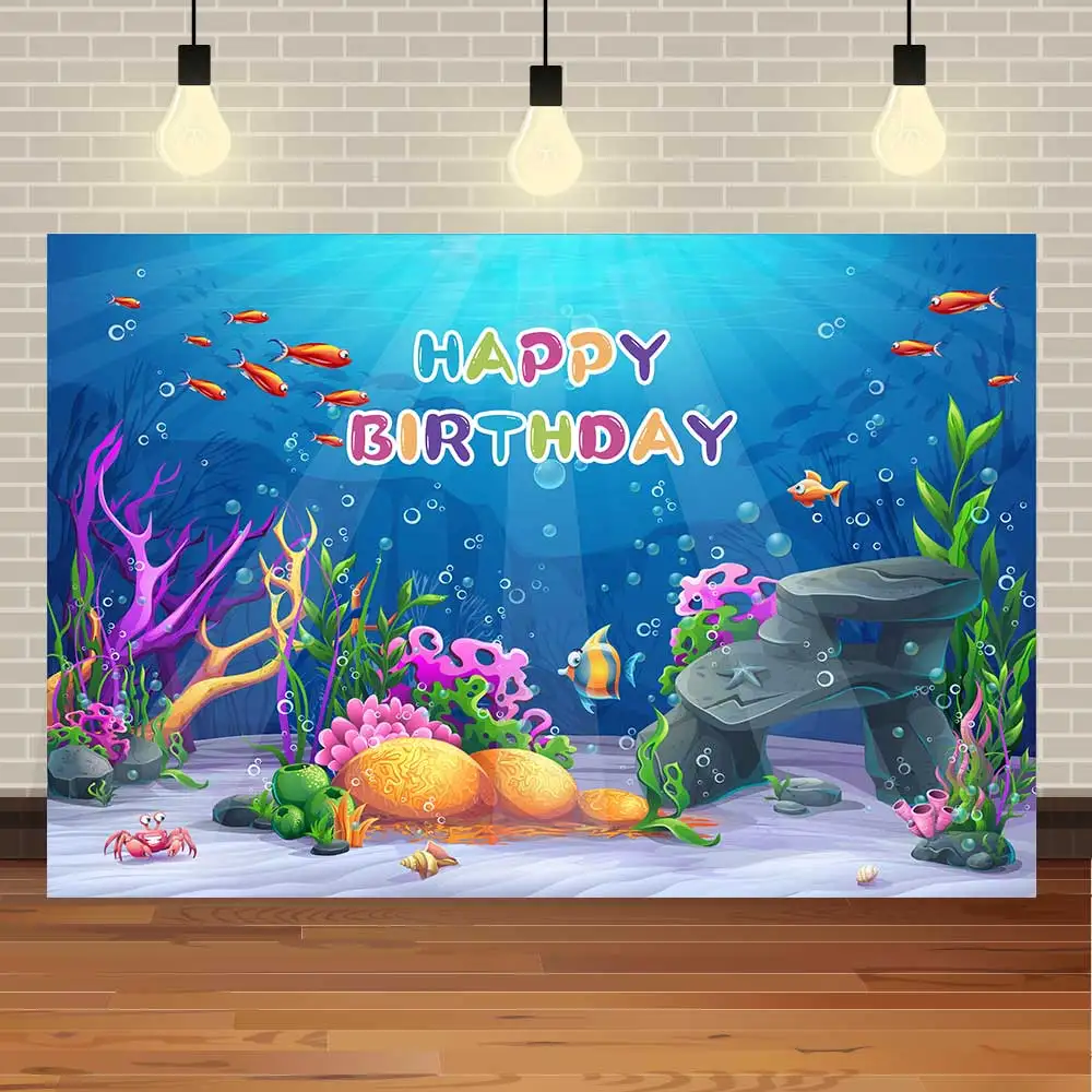 

NeoBack день рождения подводный мир Океан мультфильм рыба Коралл детская вечеринка баннер фото фон фотография фон