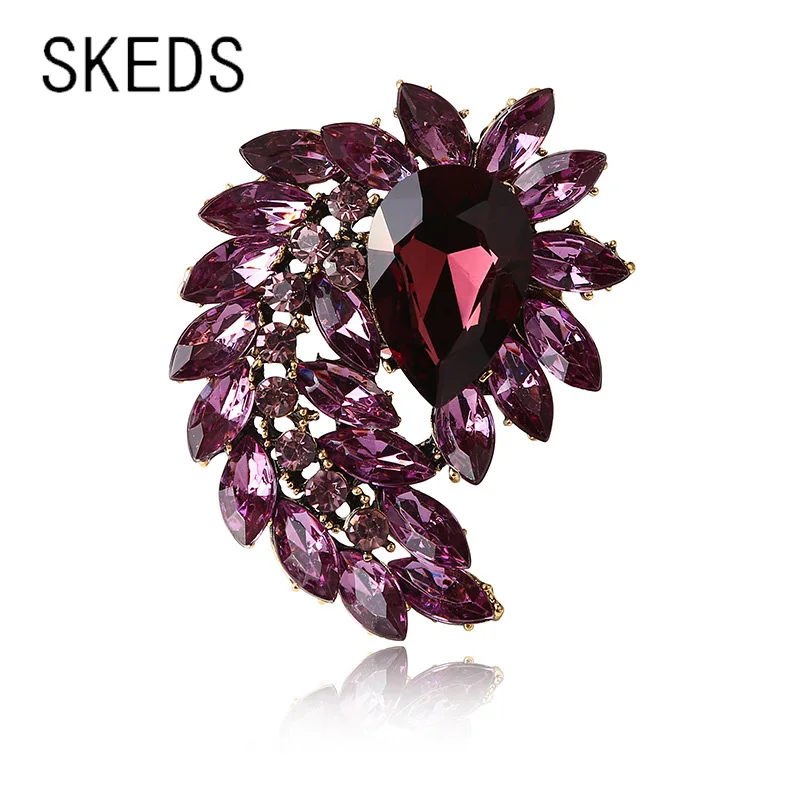 

SKEDS Luxury Rhinestone Big Brooches For Women Vintage Decoration Boutique Badges Pins Party Wedding Classic Retro Corsage Pin