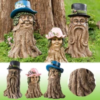 creative tree stump sculpture doll family courtyard garden sculpture resin miniature decorative ornaments a family of three home