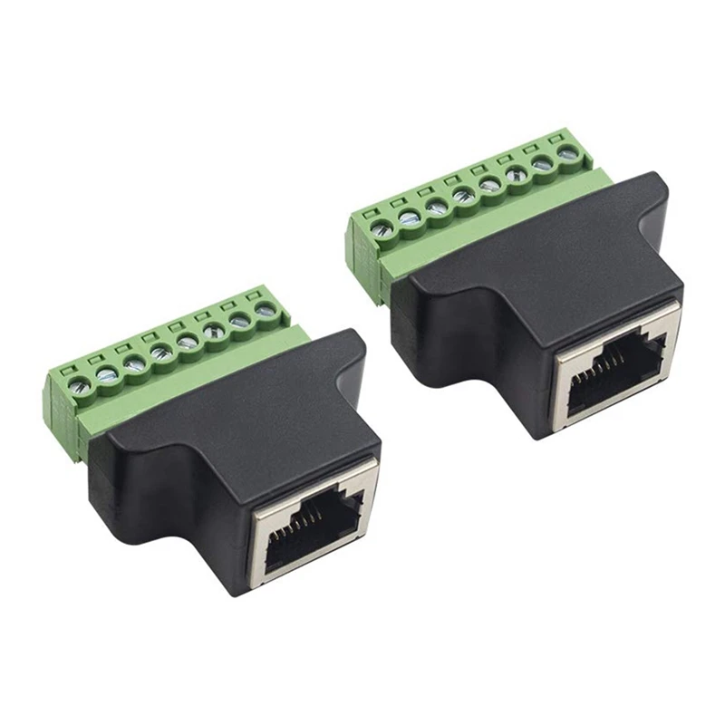 2 упаковки RJ45 /8P8C гнездовой разъем к 8-контактному винтовому коннектору для Cat7/6/5 /5E