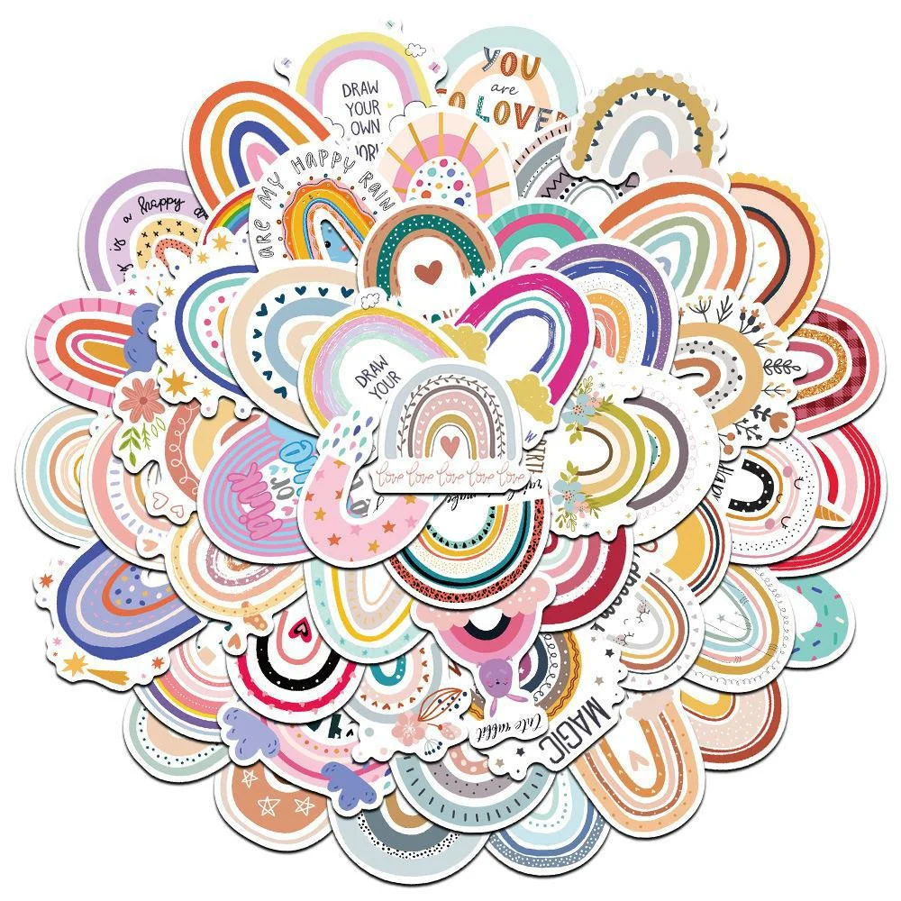 

10/30/50PCS New Cartoon Fresh Color Rainbow Bridge Personality Creative Sticker Computer Motorcycle Waterproof Sticker Wholesale