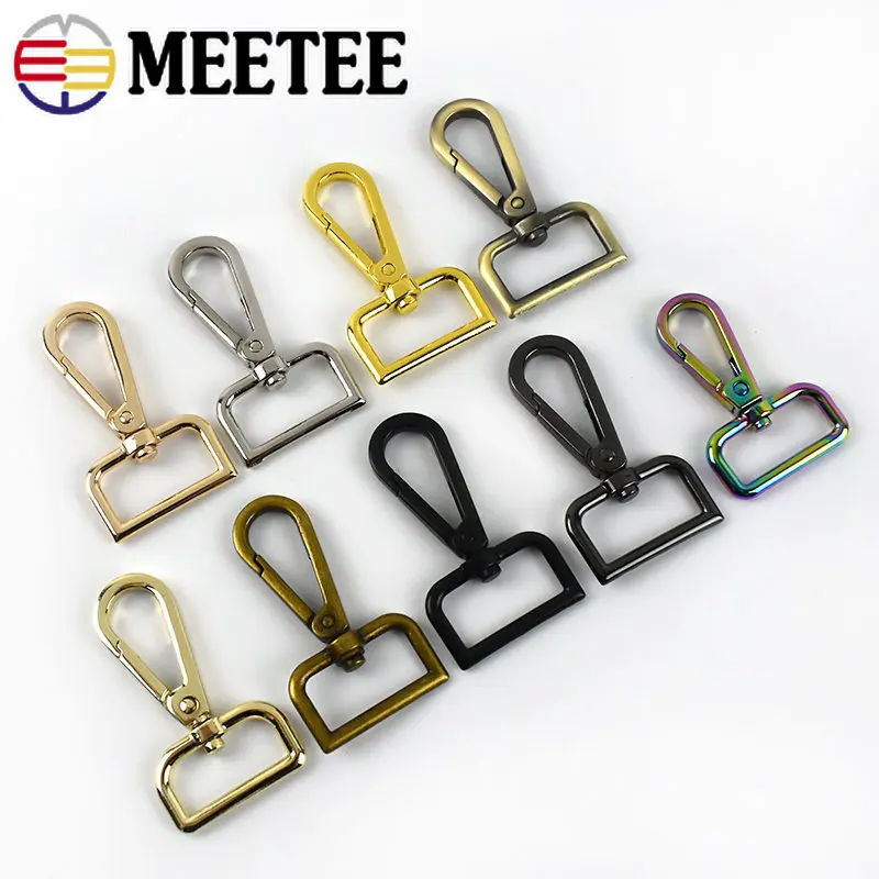 Meetee 5Pcs 16-38mm Bag Strap Buckles Metal Carabiner Clasps Lobster Dog Collar Key Belt Swivel Clip Snap Hook DIY Accessories