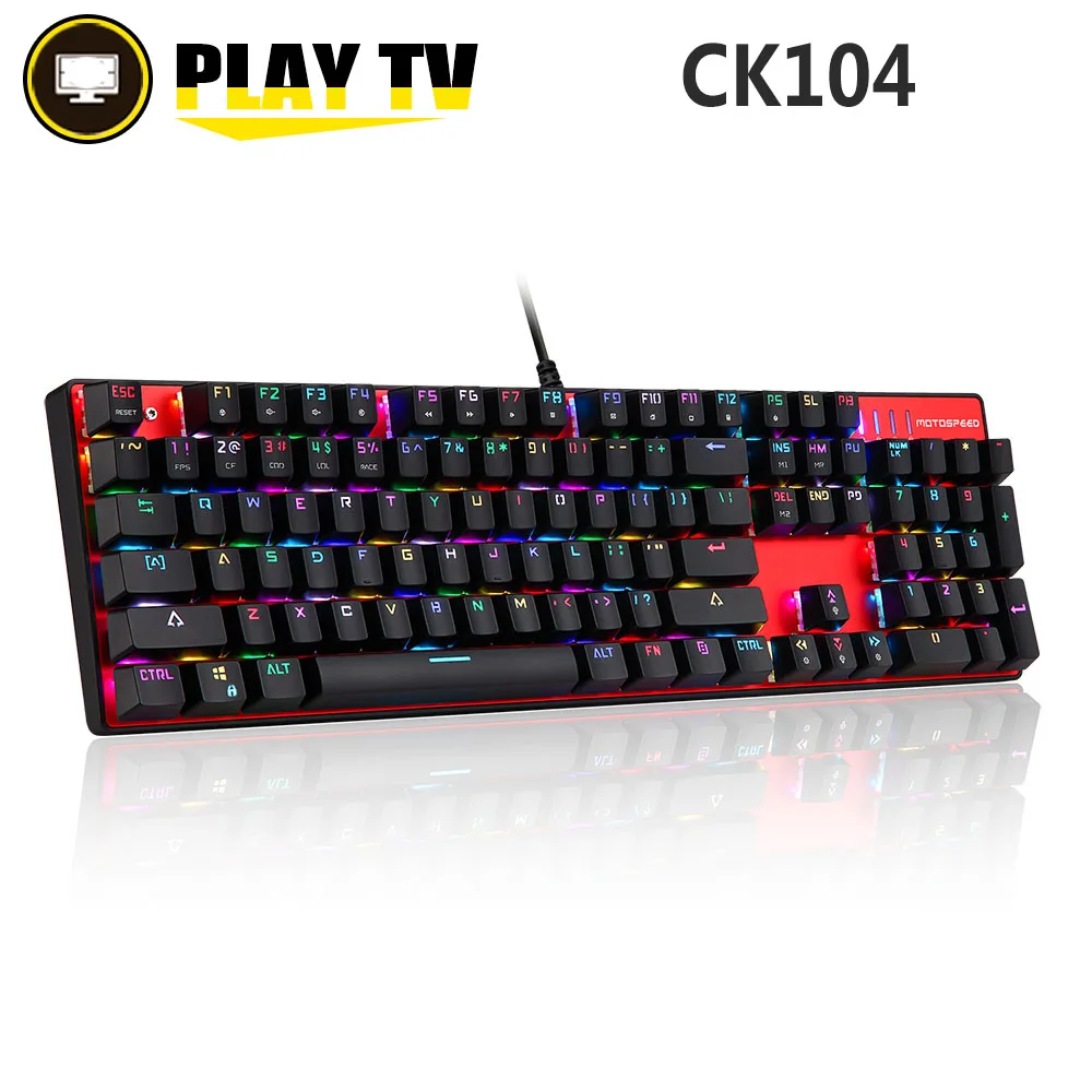 Motospeed CK104 Gaming Mechanical Keyboard  English Red Blue Switch Metal Wired LED Backlit RGB Anti-Ghosting for gamer
