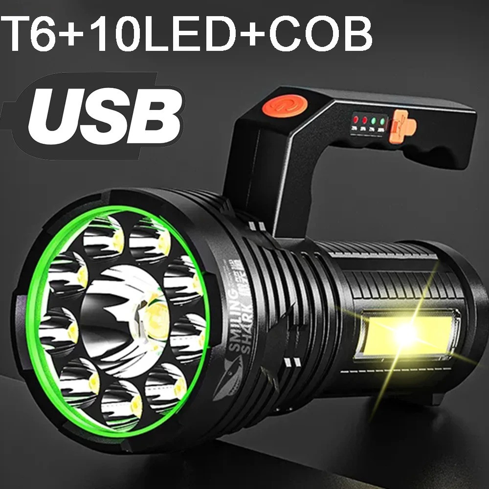 

Мощный светодиодный фонарик, прожсветильник с зарядкой от USB, ручной поисковый фсветильник рь, водонепроницаемый фонарь, Рабочий фонарь