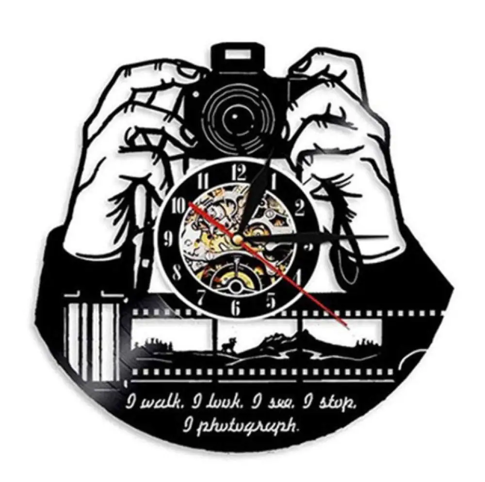 

Виниловые настенные часы для фотосъемки, современный дизайн, студия, настенные художественные винтажные настенные часы с виниловой пласти...