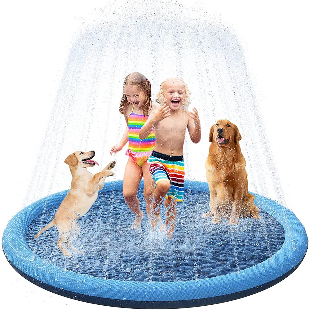 100cm /150cm/170cm Inflatable Sprinkler Cushion Pads Outdoor Garden Fountain Toy Pet Play Water Spray Splash Mat for Kids