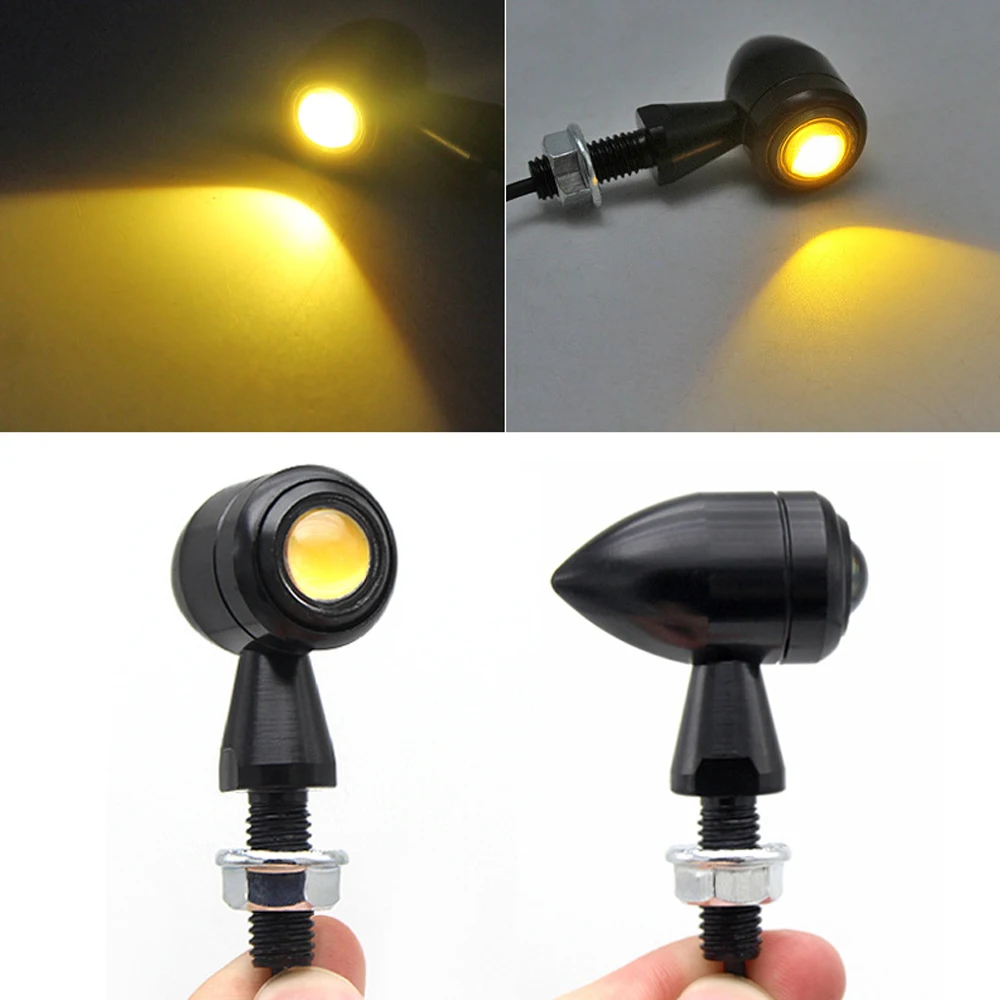 

Светодиодный сигнал поворота для мотоцикла, мини-Пуля для мотоцикла, янтарный мигающий светодиодный индикатор, светодиодная сигнальная лампа для Кафе racer для Honda 12V