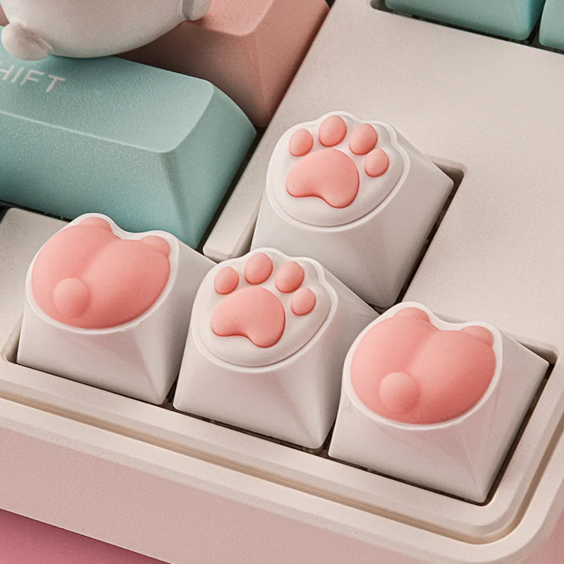 

4 шт., силиконовые колпачки для клавиатуры в виде кошачьей лапы