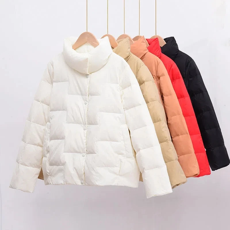 Parkas Women 2022 Autumn Winter New Stand-up Collar Light Loose All-match Down Jacket Female Casual Short White Duck Down Coat