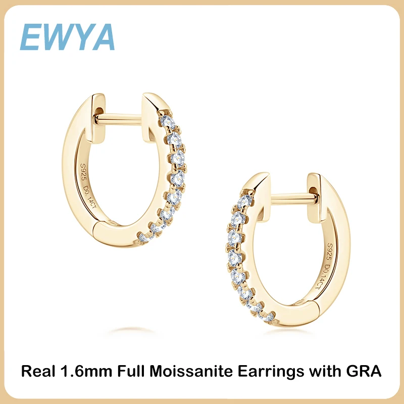 

Серьги-кольца EWYA женские из серебра 1,6 пробы с муассанитом, мм