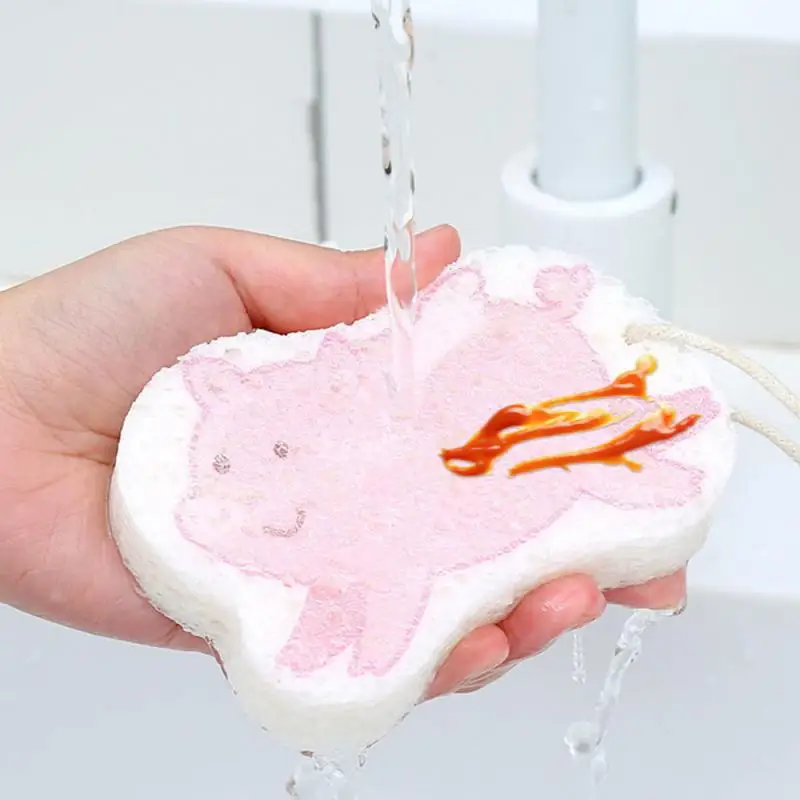 

Kitchen Dishwashing Sponge Scouring Pad Compressed Wood Pulp Sponge Cleaning Sponges Cartoon Dish Cloths Pot Wipe Cleaning Tool