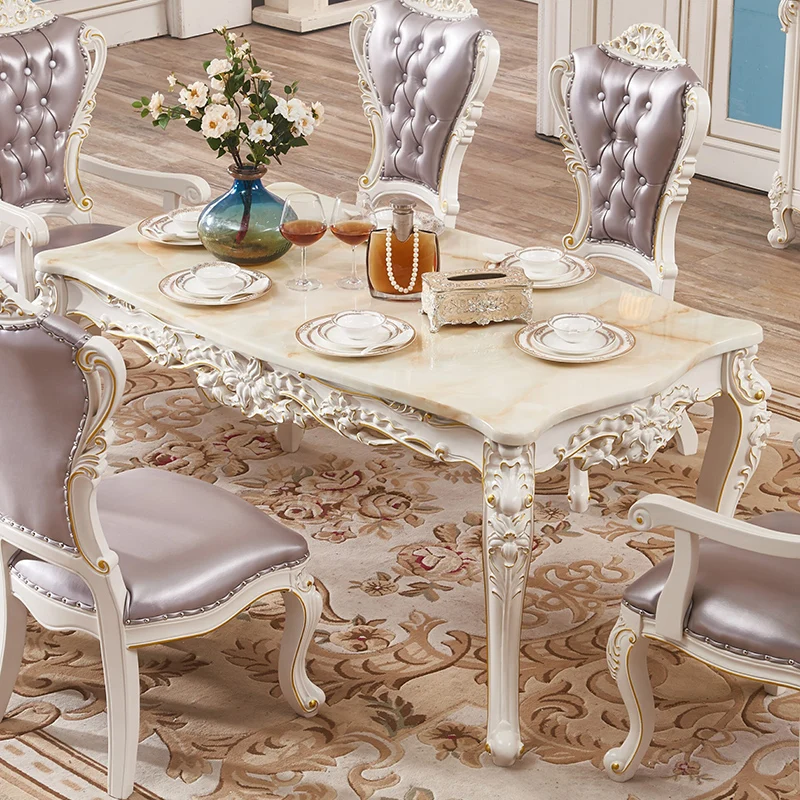 

Обеденный стол в европейском стиле, мраморный полностью деревянный резной прямоугольный Квадратный маленький семейный стол 1,3 м 1,5 м