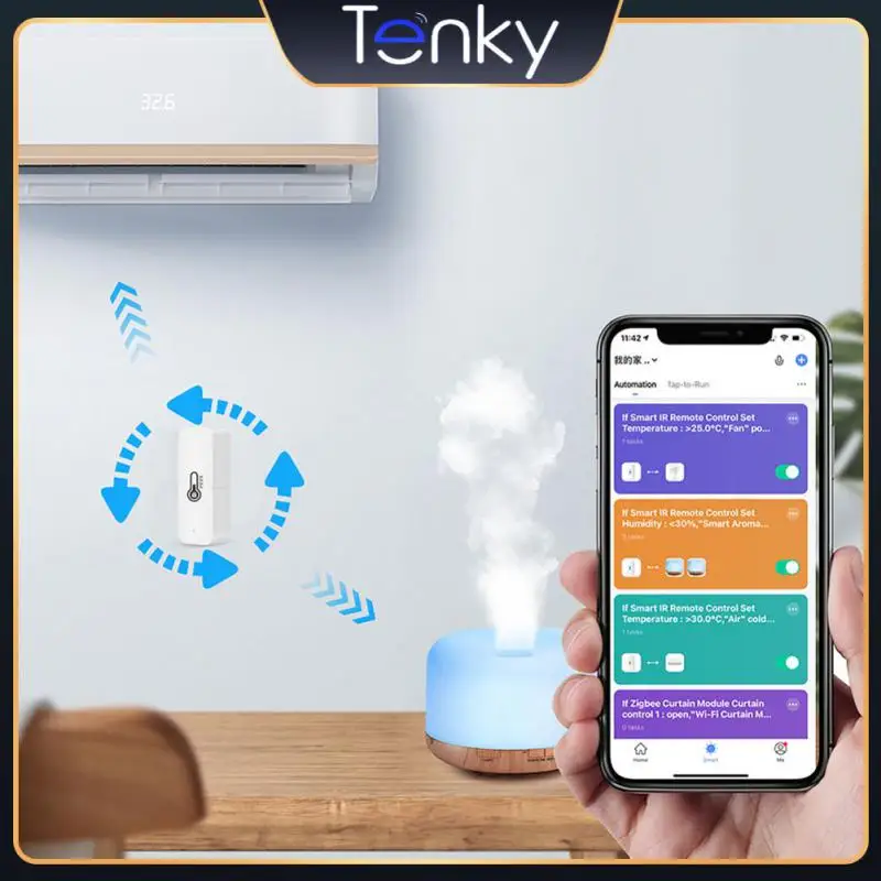 

Wi-Fi датчик влажности с дистанционным управлением, беспроводной миниатюрный датчик влажности и температуры в помещении, с зуммером и будиль...