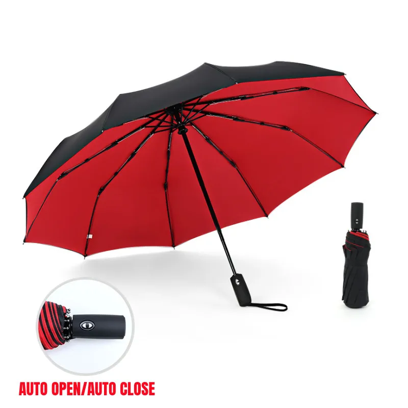 

Ветрозащитный двухслойный зонт, полностью автоматический, от дождя, для мужчин и женщин, прочный роскошный деловой большой аксессуар, 10 к