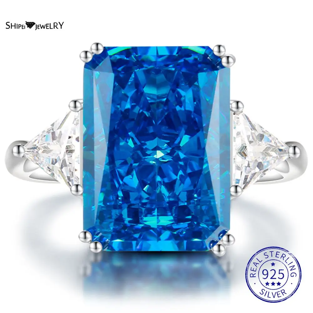 

Shipei 100% 925 Sterling Silver Crushed Ice Cut Moissanite Gemstone Wedding Anniversary Rings For Women Girls Fine Jewelry Gifts