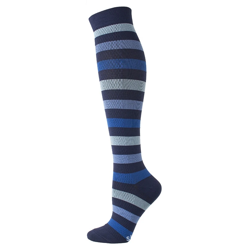 3pcs Stripe Multicolour Keep Warm Outdoor Medium Tube Socks Unisex Elasticity Sports Pressure Socks Varicose Veins Socks