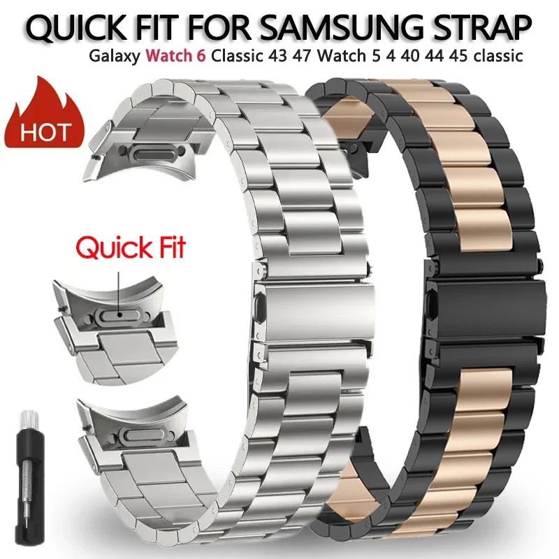 

Quick Fit Stainless Steel Strap for Samsung Galaxy Watch 4 5 6 40mm 44mm Classic 47 43mm Band Magnetic Buckle 5Pro 45mm Bracelet
