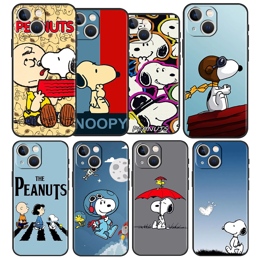 

Anime Snoopy Cartoon Boys For Apple iPhone 13 12 11 Pro Max Mini XS Max X XR 8 7 6 Plus 5S SE2020 Soft Black Phone Case Fundas