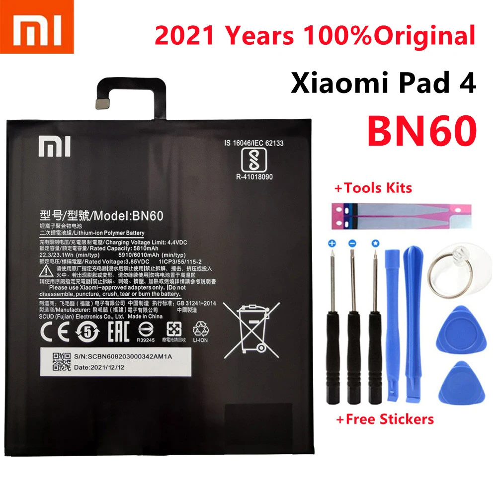 

Xiao Mi Новинка 100% оригинальный BN60 6010 мАч для Xiaomi Pad 4 Mipad 4 искусственные батареи Аккумулятор с подарочными инструментами