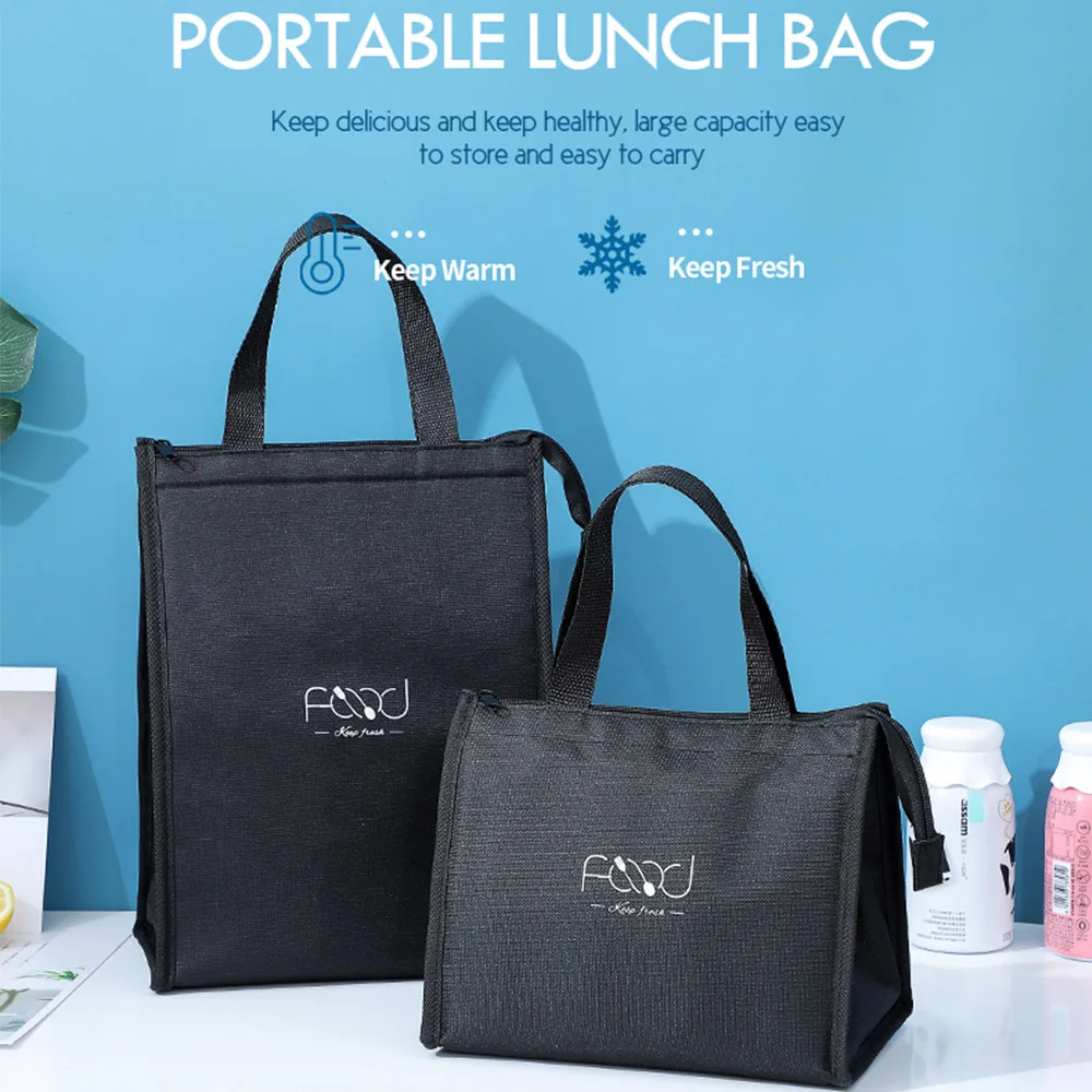

Unisex Navy blue Food Storage Box Handbags Thermal Insulated Hand Zip Cooler Bags Lunch Bags Food Tote Picnic Bag