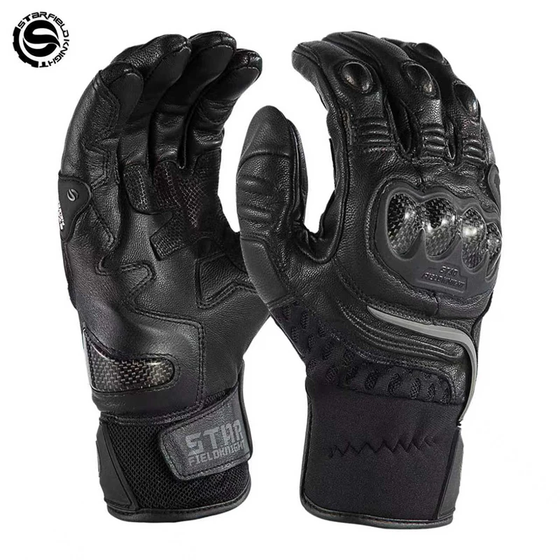 

SFK мотоциклетные перчатки из углеродного волокна, снаряжение для верховой езды, летняя сетка, дышащая натуральная козья кожа, нескользящая, износостойкая