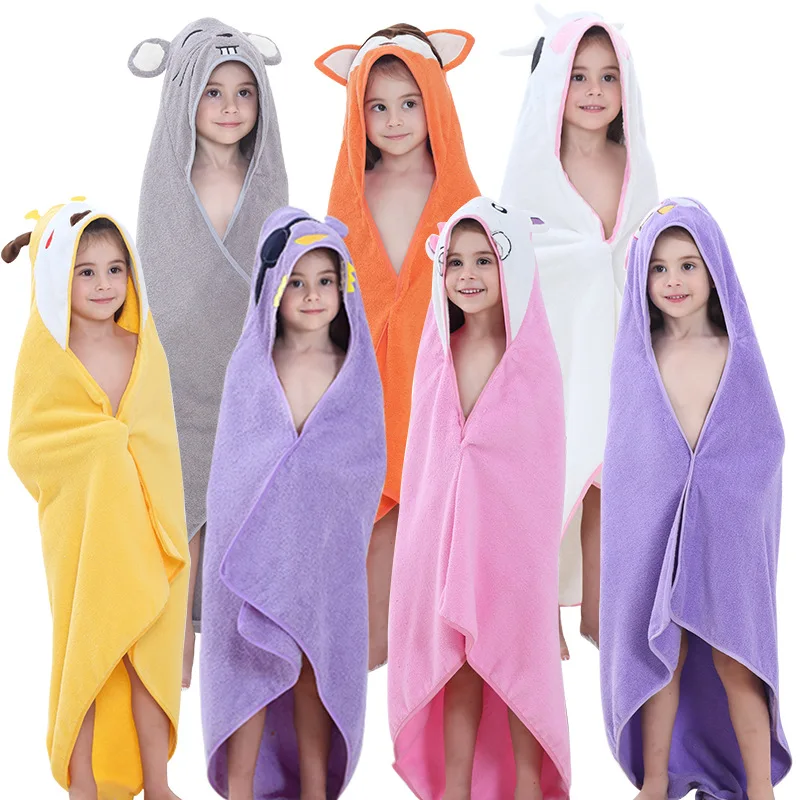 90*90cm 2022 Candy Colored Cartoon Giraffe Baby Cotton Bath Towel Swimming Children's Beach Towel Hooded Towel