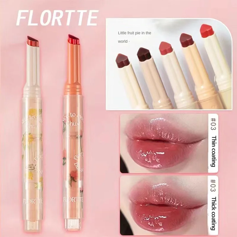 

13 Colour FLORTTE Floria First Kiss Series Love Stick Lipstick Pen Mirror Watershine Lip Glaze Water Moisturizing Love Lipstick