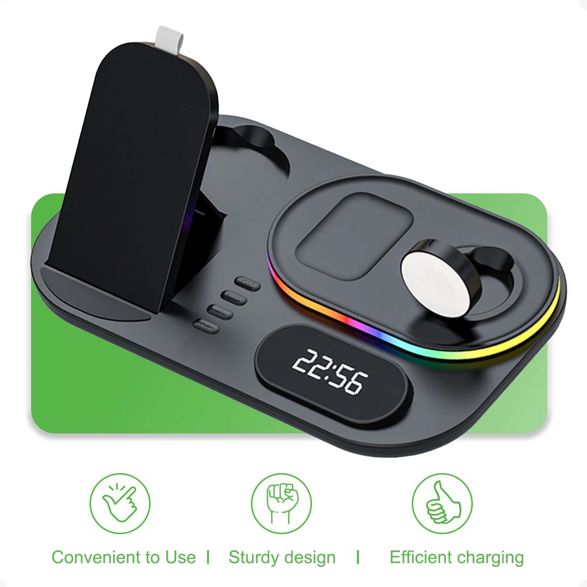 30W Qi Wireless Charger 4 in 1 RGB Light Fast Charging Dock Station For Smart Watch iWatch 7 AirPods Pro 2 For iPhone 13 12 XS