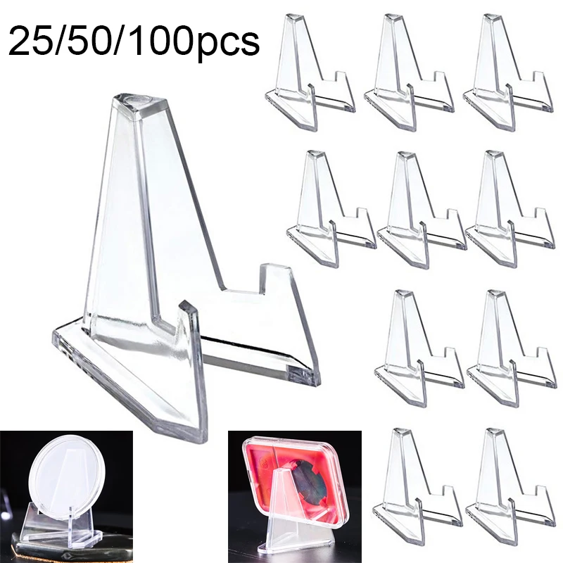 

Small Stand Stand Commemorative Room 25/50/100pcs Rack Easel Home Coin Collection Clear Display For Acrylic Card Holder Display