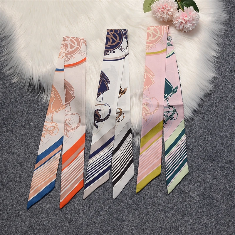 

New 100% Silk Scarf Women Luxury Natural Silk Slender Hair Band Bags Scarves Foulard Fashion Neckerchief