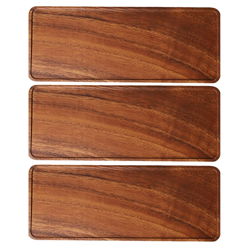 

3X South American Walnut Tray, Solid Wood Wooden Afternoon Tea Tray, Fruit Tray, Coffee Shop Simple Snack Tray