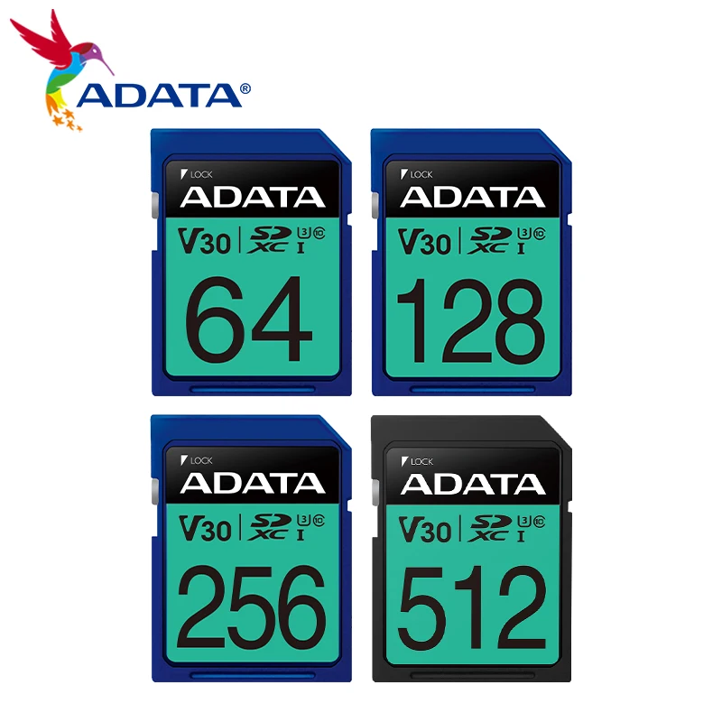 

100% оригинальная высокоскоростная SD-карта ADATA, 64 ГБ, 128 ГБ, 256 ГБ, 512 ГБ, U3 C10 SDXC, Стандартная карта памяти V30, скорость видео для цифровой камеры