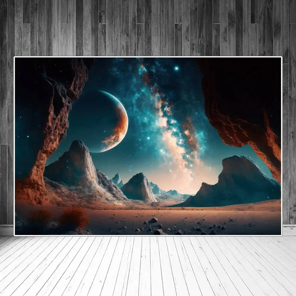 

Художественный фон для фотосъемки Вселенная планеты украшение космическое пространство Туманность планеты Гоби горы Знак Детский фон для фотосъемки