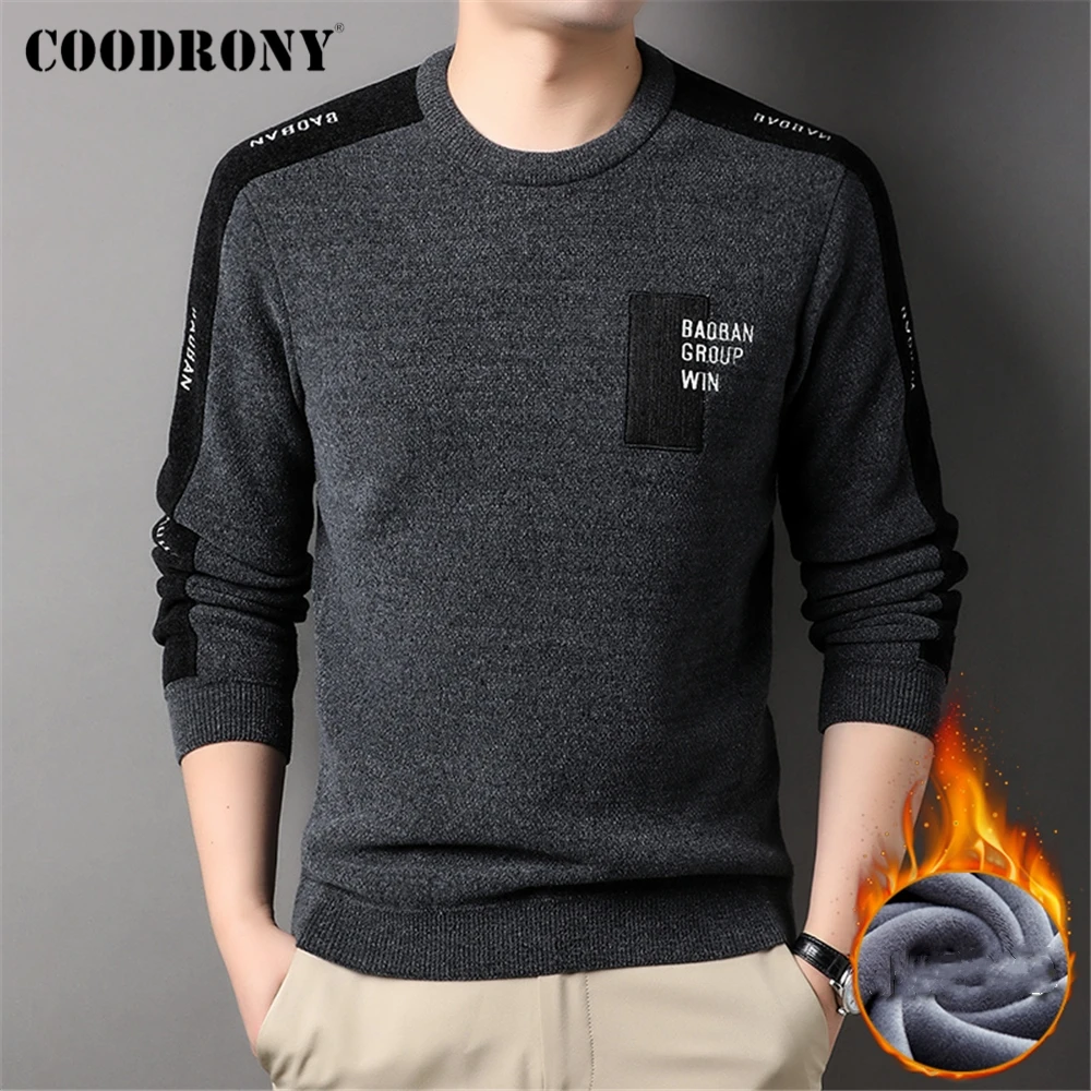 

COODRONY Brand O-Neck Fleece Thick Sweater Men Clothing Autumn Winter New Arrival Warm Soft Knitwear Pullover Homme Jersey Z1190