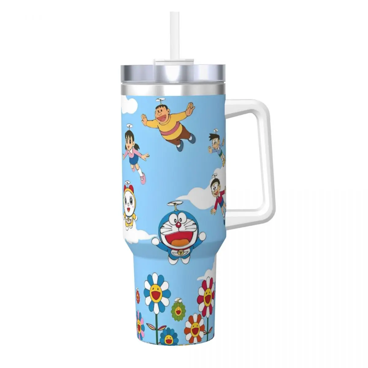 Doraemon Стакан из нержавеющей стали и друзья Дорожная кофейная кружка с соломинкой