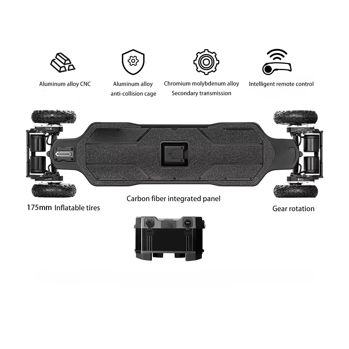 Фото Электроскейтборд Exway Atlas Pro Gear V2, 4WD, внедорожный, высокомощный, с ультрадолгим запасом хода, для взрослых, для поездок на работу №2