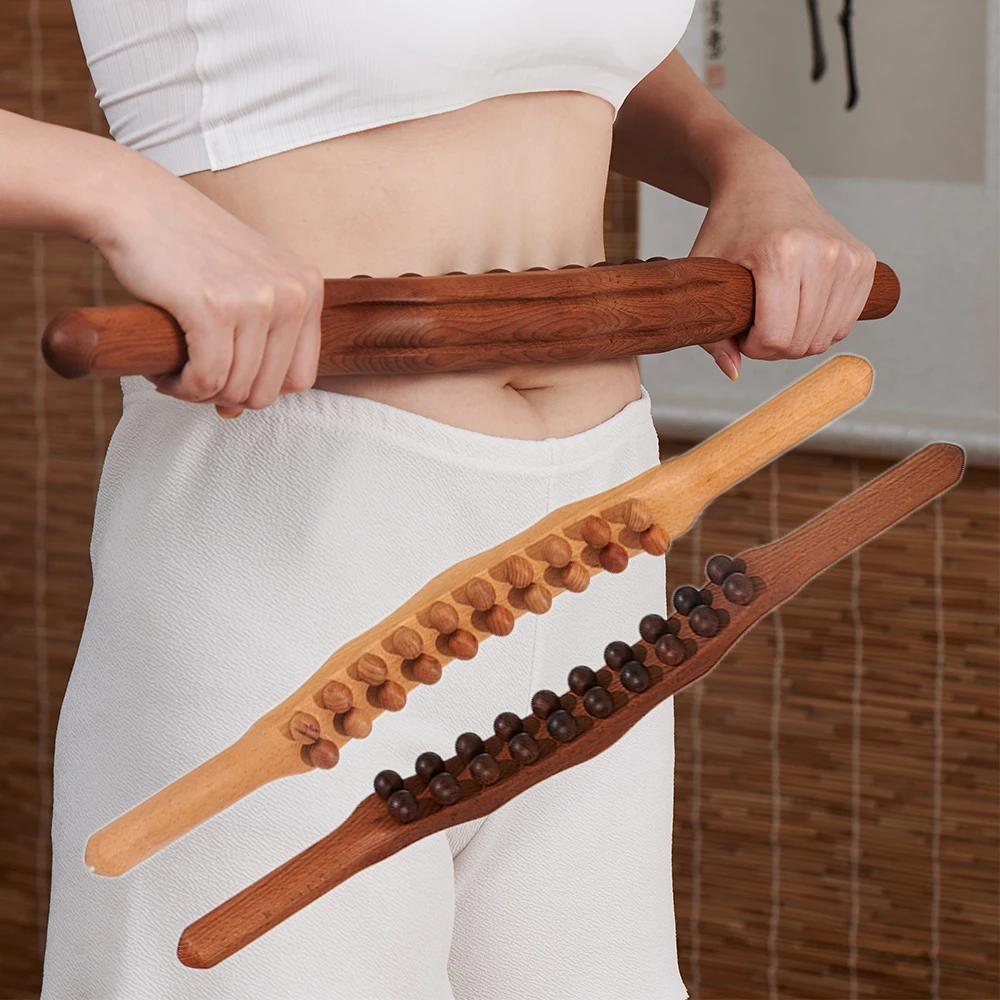 

Wood Therapy Lymphatic Drainage Massage Roller Stick Tools Fascia Blaster Stomach Cellulite Massager for Neck Back Waist Arm Leg