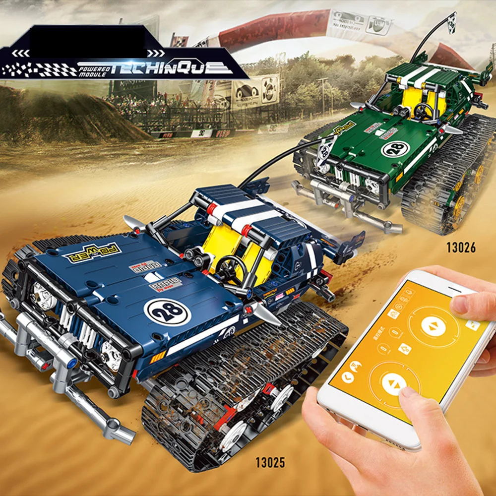 Радиоуправляемый гусеничный кирпич Mould King 13023/13024, 2,4 4WD, дистанционное управление через приложение, гусеничный Электрический Радиоуправляемый автомобиль, сборка, строительный блок, автомобиль, подарок