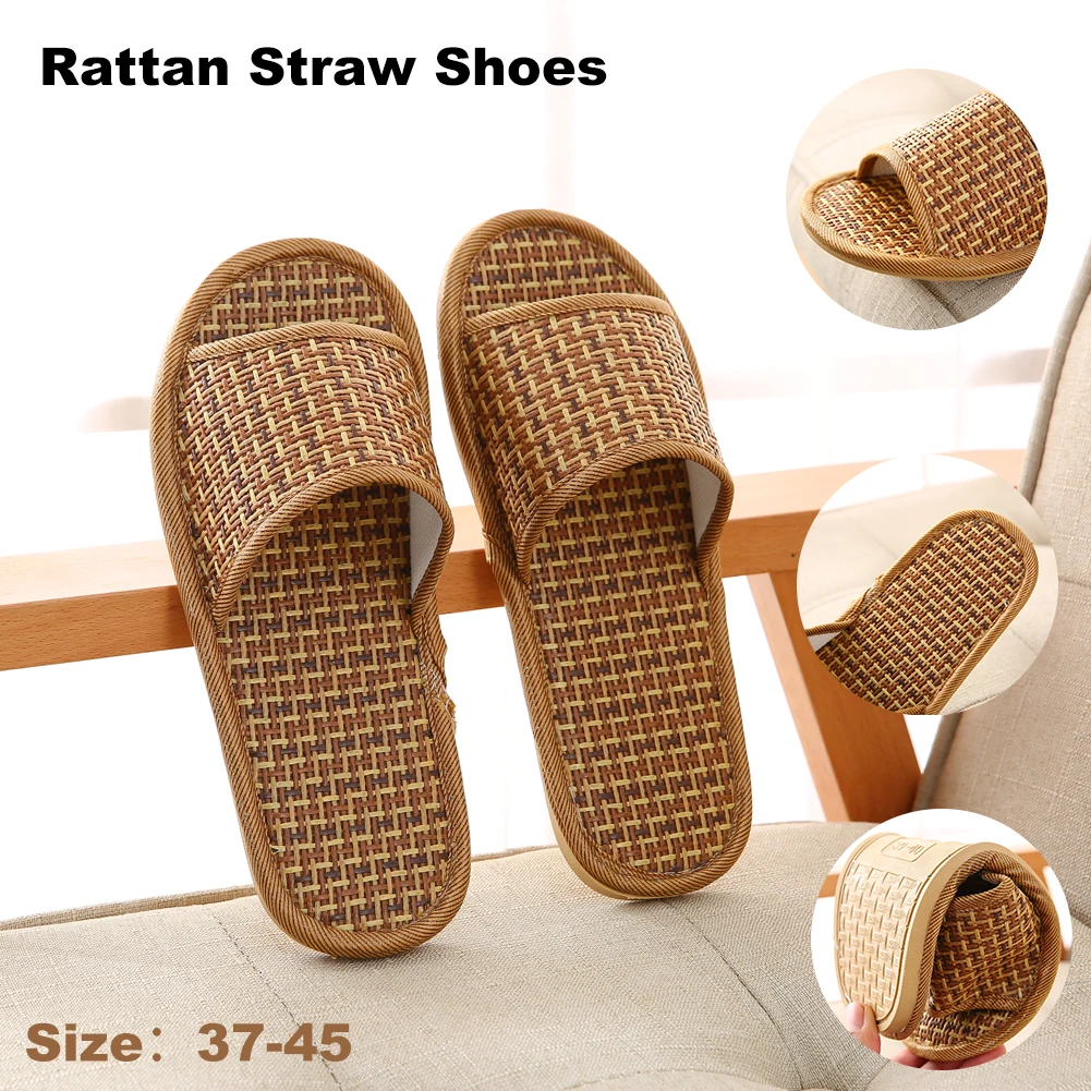

2022 Bathroom Home Slippers Men Women Soft Sole Home Flax Indoor Slides Sandals Summer Non-slip Couple Flip Flops